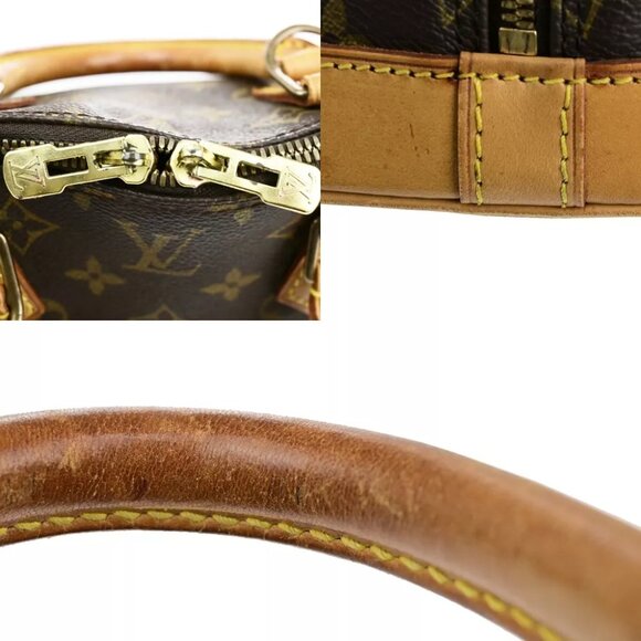 LOUIS VUITTON LV Logo Alma Hand Bag Monogram Leather Brown France M51130 35HB980 - Picture 13 of 16